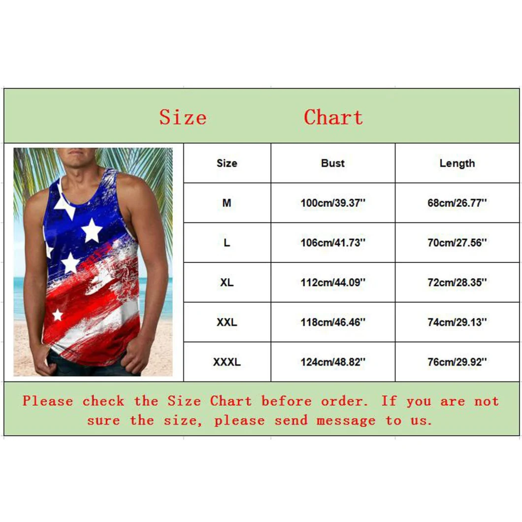 Wholesale Independence Day America Flag 3D Sublimation Printing Men&prime;s Tank Top Vest