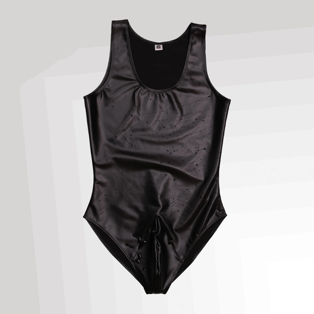 Mog Men&prime;s Sexy Tight-Fitting Vest Nb15 Thin High-Elastic Latex Ammonia Beam Body Underwear